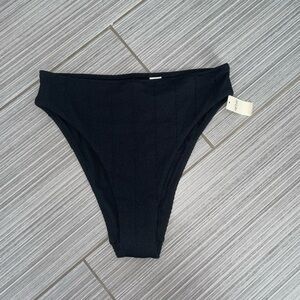 Aerie Black Textured Bikini Bottom